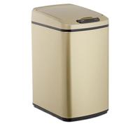 Relaxdays, cubo de basura con sensor de 12 litros, cubo de basura rectangular con tapa e interior removible, ideal para cocina y baño, cubo de basura automático, color dorado