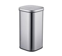 Relaxdays Cubo de Basura con Sensor y Tapa eléctrica, 30 L, Soporte para Bolsas, Acero Inoxidable, Plateado