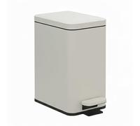 Relaxdays Cubo de basura estrecho 10 l – Pedal, cierre suave, extraíble – Beige