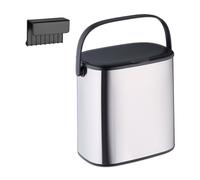 Relaxdays Cubo de basura de 5 litros negro,plata