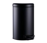 Relaxdays Cubo de basura 12 L – acero, interior plástico extraíble, pedal – negro