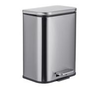Relaxdays Cubo de basura 5 L, acero inoxidable, pedal, cierre suave, anti-huellas, plateado