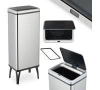 Relaxdays Cubo de basura de cocina con sensor negro,plata