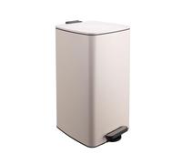 Relaxdays Cubo de Basura de Cocina 30 L, Cierre Suave, Interior extraíble, Metal Mate, Pedal, Beige 53x29x34 cm