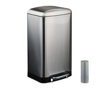 Relaxdays Cubo de basura de cocina 30 L con bolsas negro,plata