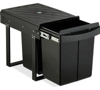 Relaxdays Cubo de Basura Cocina, 2 Espacios, 2X 20 L, 41,3x34x51,8 cm, Extraíble, Papelera Reciclaje Fregadero, Negro