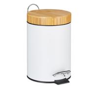 Relaxdays Cubo de basura para baño 3 litros blanco,marrón claro