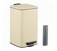 Relaxdays Cubo basura cuadrado baño 8L con bolsas beige,negro