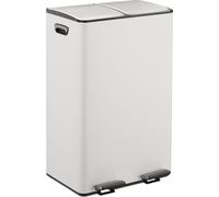 Relaxdays Cubo basura cocina doble, 2 x 30 l blanco,plata