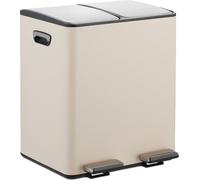 Relaxdays Cubo basura cocina doble, 2 x 15 l beige,plata