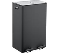 Relaxdays Cubo basura cocina doble, 2 x 30 l negro,plata