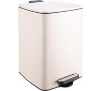 Relaxdays cubo basura cocina 20 L, cierre amortiguado, cubo interior extraíble, metal mate, pedal rectangular, beige