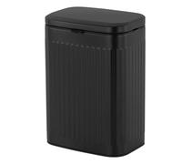 Relaxdays Cubo de basura para pared, 8 l, para colgar o pegar, negro | Con cubeta extraíble, metal, cocina/baño