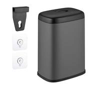 Relaxdays Cubo de Basura Pared, 5 litros, para Colgar o Pegar, Papelera Interior Extraíble, Basurero Cocina, Baño, Gris