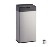 Relaxdays Cubo de basura rectangular para el baño negro,plata
