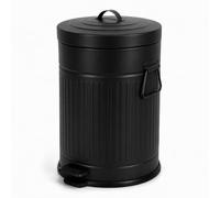 Relaxdays Cubo de Basura Retro 20 L, con Pedal, Cocina, Metal, Negro | Cubo Interior Extraíble, Cierre Suave