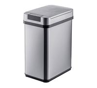 Relaxdays Cubo de basura sensor, 12 l, tapa eléctrica, portabolsas, acero inoxidable, para cocina, plateado
