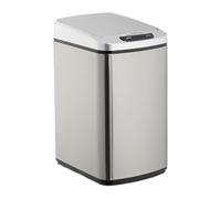 Relaxdays Cubo de basura, Sensor de apertura, Contenedor rectangular, Para baño & cocina, 12 L, 1 Ud., Plateado