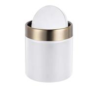 Relaxdays, cubo de mesa mini para cosméticos, baño, blanco/dorado