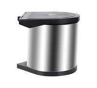 Relaxdays Cubo empotrable 8 l, Tapa basculante, Plateado | 27,5x27x28 cm, para mueble bajo fregadero, acero inoxidable