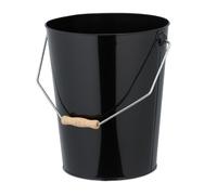 Relaxdays Cubo negro para cenizas con asa marrón claro,negro