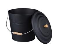 Relaxdays Cubo negro para cenizas con tapa 12 L marrón claro,negro