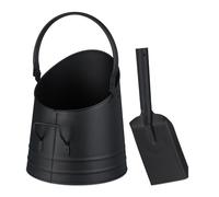 Relaxdays Cubo para cenizas con pala 6,5 L negro