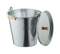 Relaxdays Cubo para cenizas con tapa 12,5 L marrón claro,plata