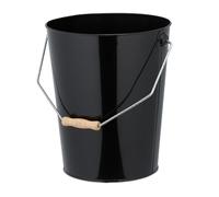 Relaxdays Cubo para Cenizas con Tapa, Volumen 14 L, Carbón, Pellets, Accesorio Chimenea, Asa, Hierro, Negro/Natural
