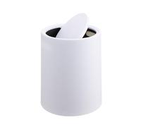 Relaxdays cubo para cosméticos, 6 l, con tapa basculante, cubo interior, plástico mate, papelera redonda de baño, blanco