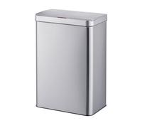 Relaxdays cubo de basura con sensor, 60 L, tapa automática, soporte para bolsas, acero inoxidable, para cocina, plateado
