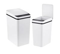 Relaxdays Cubos basura 9/15L con sensor, 2 uds. blanco,negro