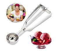 Relaxdays Cuchara Helado con Disparador para Bolas de Helado, Fruta y Masa de Galletas, Acero inoxidable, Plateado, ∅ 39 mm