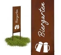 Relaxdays decoración de jardín Biergarten, 85 x 28 cm, estaca rústica de Hierro, Resistente a la Intemperie, marrón