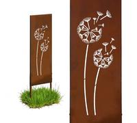 Relaxdays Decoración de jardín de Hierro con Diente de león Oxidado, Resistente, rústico, 85 x 28 cm, marrón
