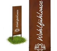 Relaxdays decoración de jardín Efecto óxido Oasis, estaca Resistente de Hierro marrón 115 x 28 x 1.5 cm