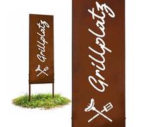 Relaxdays decoración jardín oxidada, Barbacoa, 85 x 28 cm, estaca rústica de Hierro marrón