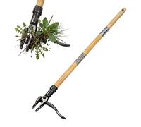 Relaxdays desherbador con Mango Largo, 110 cm, Pedal, bambú, Hierro, para Malas Hierbas y Dientes de león, Natural/Gris