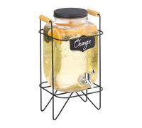 Relaxdays Dispensador de bebidas con soporte 4 L negro,plata,transparente