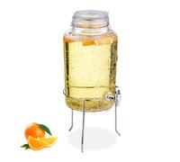 Relaxdays Dispensador de bebidas con soporte 5 L plata,transparente