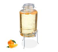 Relaxdays Dispensador de bebidas con soporte 8 L plata,transparente