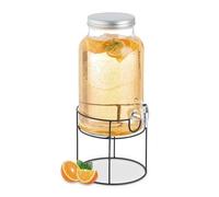 Relaxdays Dispensador de bebidas con soporte negro,plata,transparente