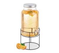 Relaxdays Dispensador de bebidas con soporte negro,plata,transparente