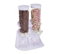 Relaxdays Dispensador de cereales doble blanco,plata,transparente