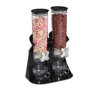 Relaxdays Dispensador de cereales doble negro,plata,transparente