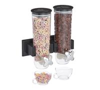 Relaxdays Dispensador de cereales para pared negro,plata,transparente