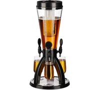 Relaxdays, dispensador de cerveza con 3 grifos, capacidad de 4 litros, dispensador de bebidas con refrigeración, torre de cerveza para jardín, dispensador, transparente/