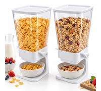 Relaxdays: dispensador de muesli, 2 uds, plástico, certificado LFGB, blanco | Set de 2, plástico, certificado LFGB, para cereales, dispensadores
