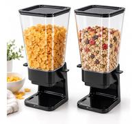 Relaxdays dispensador de muesli, set x2, plástico, certificado LFGB, negro | Set de 2, de plástico, certificado LFGB, para muesli, recipientes