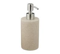 Relaxdays Dispensador Jabón, Jabonera 180 ml Redonda, Rellenable, Baño, Cocina, Dosificador Gel Ducha o Loción, Beige